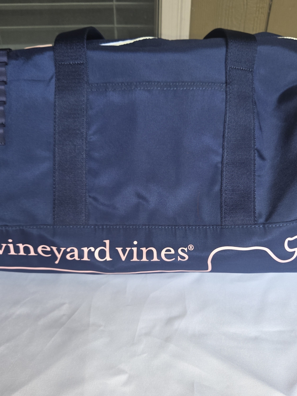 Vineyard Vines Navy Tote Bag with Pink Accent